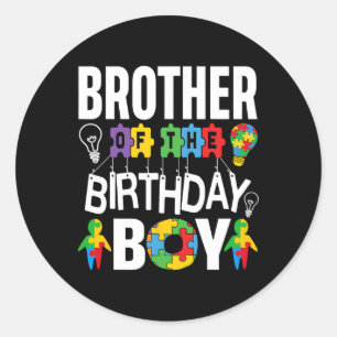 Brother Of The Birthday Boy Autism  Classic Round Sticker