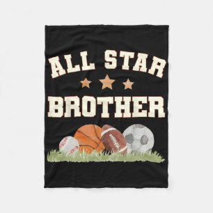 Brother Of The Birthday Boy Bysketbyll Footbyll So Fleece Blanket