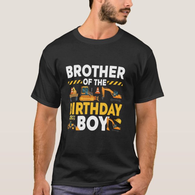 Brother Of The Birthday Boy Construction Matching  T-Shirt (Front)