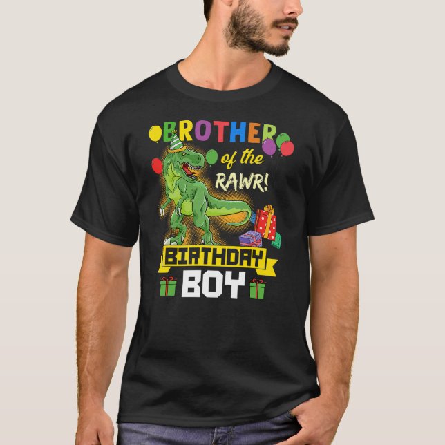 Brother of the Birthday Boy Dinosaur Celebration G T-Shirt (Front)