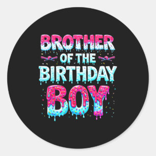 Brother Of The Birthday Boy Ice Cream Baseball Fam Classic Round Sticker