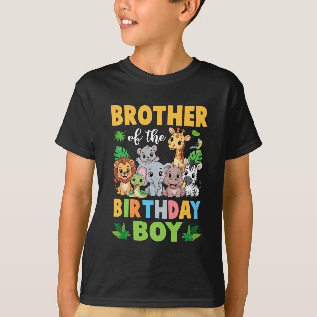 Brother Of The Birthday Boy Kids Safari Jungle Ani T-Shirt (Front)