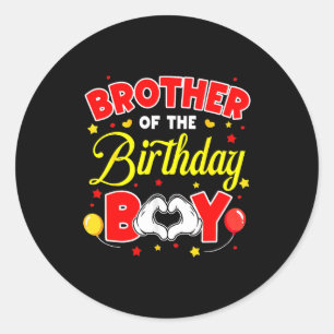 Brother Of The Birthday Boy Matching Family Party Classic Round Sticker