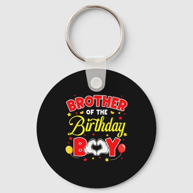 Brother Of The Birthday Boy Matching Family Party  Key Ring (Front)