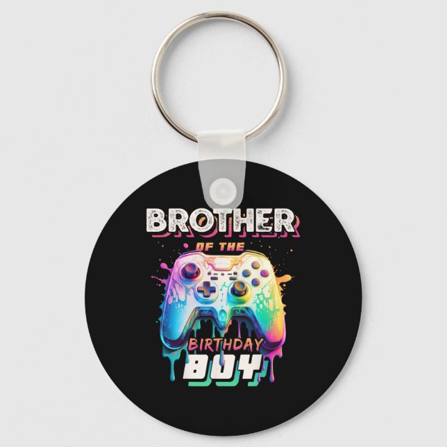 Brother Of The Birthday Boy Matching Family Video  Key Ring (Front)