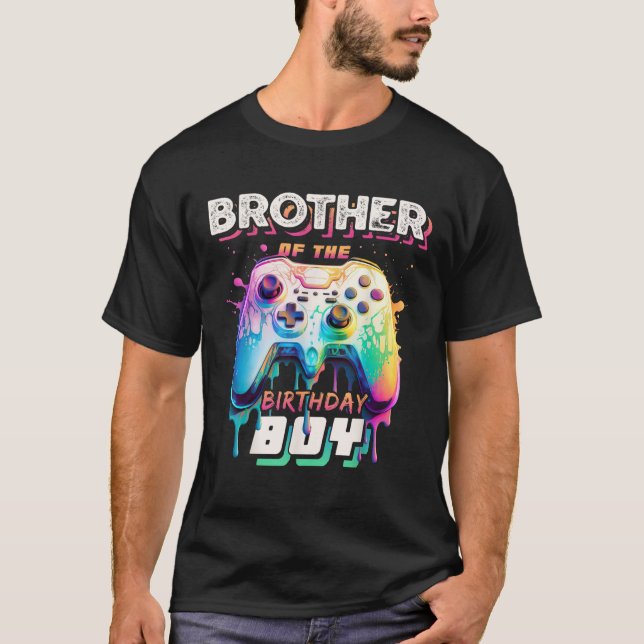 Brother of the Birthday Boy Matching Family Video  T-Shirt (Front)