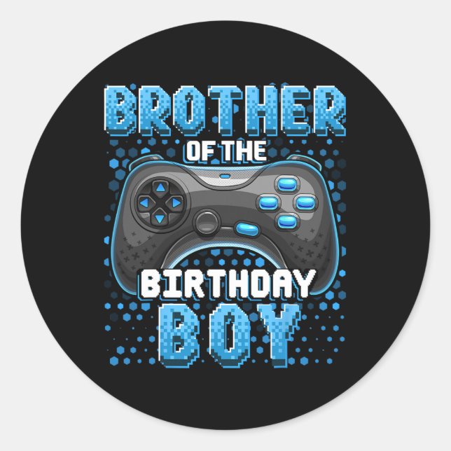 Brother Of The Birthday Boy Matching Video Game Bi Classic Round Sticker (Front)