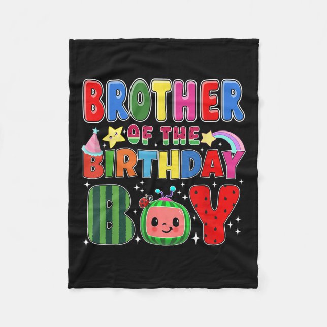 Brother Of The Birthday Boy Melon Family Matching  Fleece Blanket (Front)