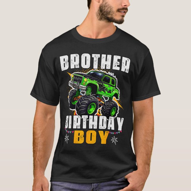 Brother Of The Birthday Boy Monster Truck Family M T-Shirt (Front)