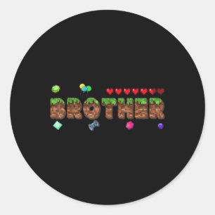 Brother Of The Birthday Boy Pixel Game Matching Fa Classic Round Sticker