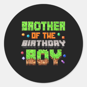 Brother Of The Birthday Boy Pixel Gaming Video Gam Classic Round Sticker