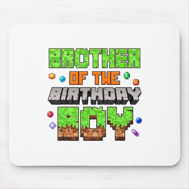 Brother Of The Birthday Boy Pixel Gaming Video Gam Mouse Pad (Front)