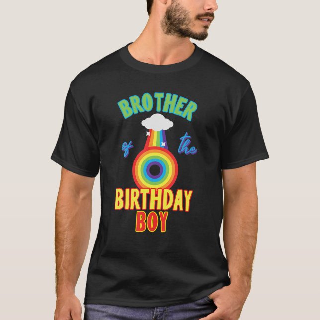 Brother Of The Birthday Boy Rainbow Theme Matching T-Shirt (Front)