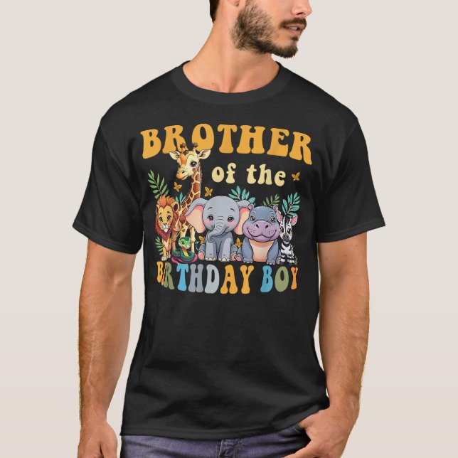 Brother of the Birthday Boy Safari Jungle Animal M T-Shirt (Front)