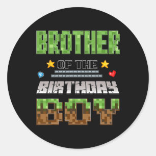 Brother Of The Birthday Boy Video Gamer Pixel Birt Classic Round Sticker