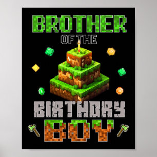 Brother Of The Birthday Boy Video Gamer Pixel Birt Poster
