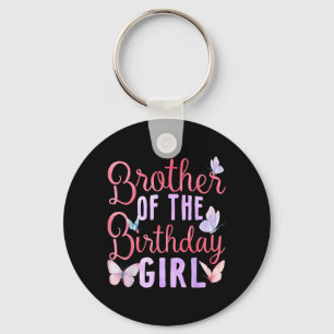 Brother of The Birthday Girl Butterfly Party Key Ring