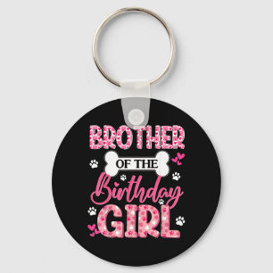 Brother Of The Birthday Girl Dogs Paw Theme Family Key Ring