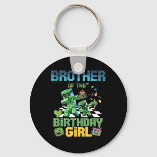 Brother Of The Birthday Girl Funny Video Game Pixe Key Ring