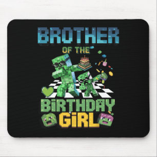 Brother Of The Birthday Girl Funny Video Game Pixe Mouse Pad