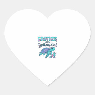 Brother of the Birthday Girl Sea Turtle Shirt Desi Heart Sticker