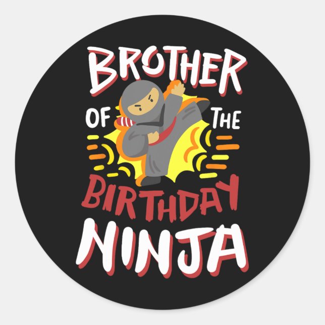 Brother Of The Birthday Ninja Karate Kids Bday Par Classic Round Sticker (Front)