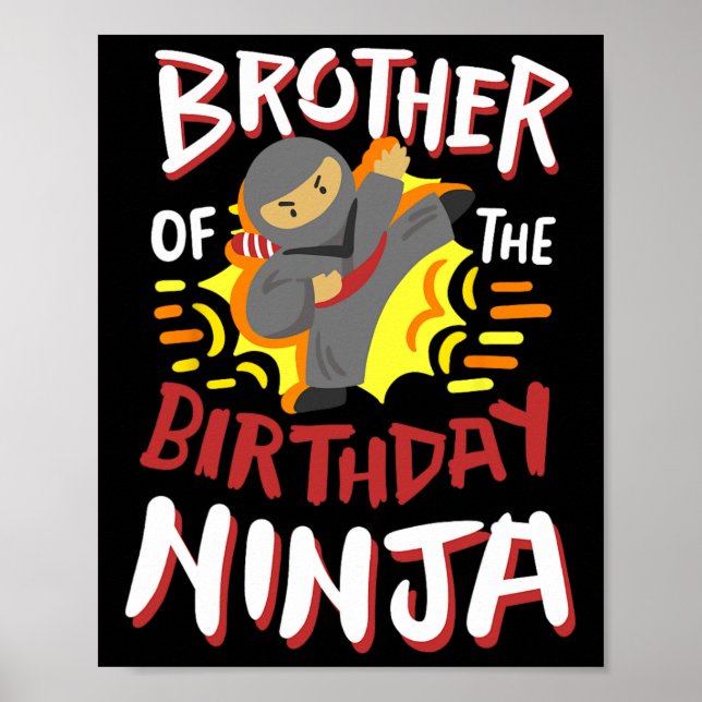 Brother Of The Birthday Ninja Karate Kids Bday Par Poster (Front)