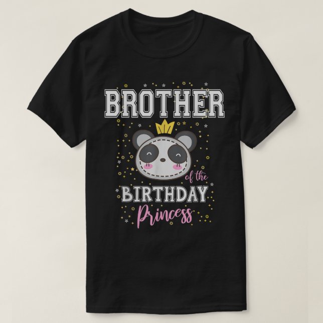 Brother of The Birthday Princess Cute Panda Bear B T-Shirt (Design Front)