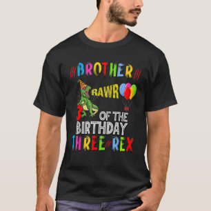 Brother of the Birthday Three Rex Party Outfit Din T-Shirt