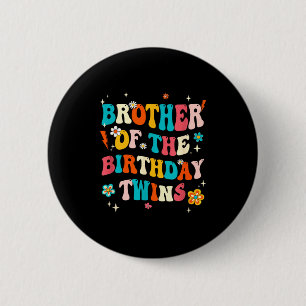 Brother Of The Birthday Twins Boys Girls Party Ret 6 Cm Round Badge
