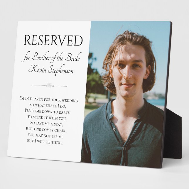 Brother of the Bride In Heaven Poem Photo  Plaque (Side)