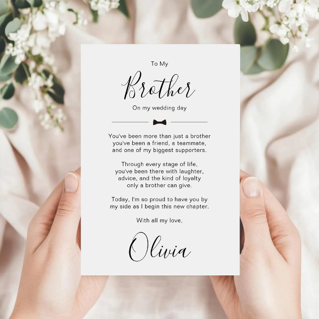 Brother Of The Bride Personalised Wedding Message  Invitation (Creator Uploaded)