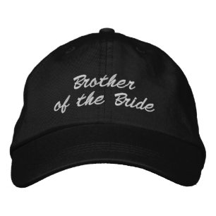Brother of the Bride white elegant script custom Embroidered Hat