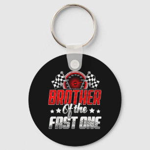 Brother of The Fast One Birthday 1st Race Car Key Ring