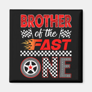 Brother Of The Fast One First Birthday Racing Car  Magnet
