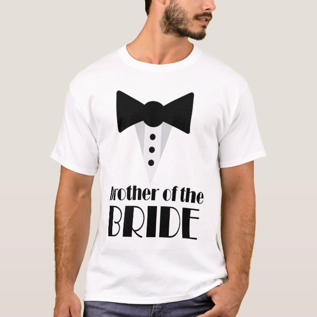 Brother of the Groom Mock Tuxedo Wedding T-shirt (Front)