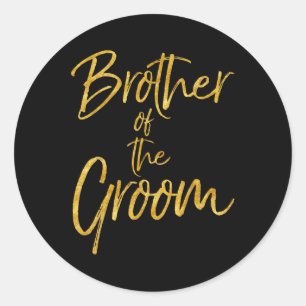 Brother Of The Groom Shirt Cute Gold Matching Brid Classic Round Sticker