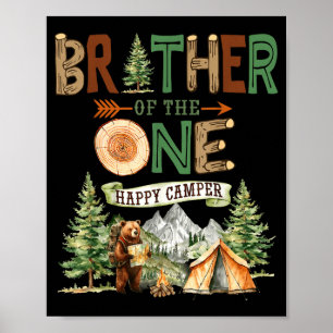 Brother of the one happy camper 1st birthday poster