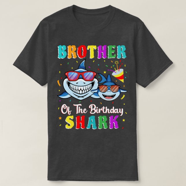 Brother Of The Shark Birthday Family Birthday Litt T-Shirt (Design Front)