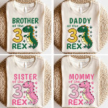 Brother of the Three-Rex Dinosaur Birthday Party T-Shirt<br><div class="desc">Make the birthday celebration extra roar-some with this “Brother of the Three-Rex” T-shirt! Perfect for brothers joining the dino-themed party, this fun and playful shirt features a cute dinosaur design that matches the birthday boy’s outfit. Ideal for family photos, parties, and celebrating in style, it’s a great way for any...</div>