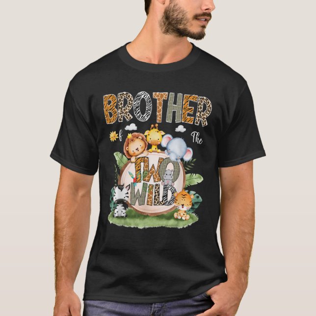 Brother Of The Two Wild 2Nd Birthday Safari Animal T-Shirt (Front)