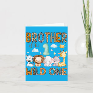 Brother Of The Wild One 1st Birthday Animal Party Card