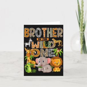 Brother Of The Wild One 1st Birthday Boy Safari Ju Card