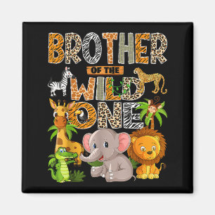 Brother Of The Wild One 1st Birthday Boy Safari Ju Magnet