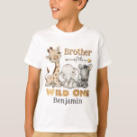 Brother of the Wild One Safari Birthday T-Shirt<br><div class="desc">Customised Brother of the Wild One T-Shirt</div>