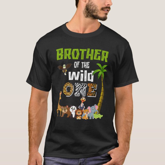 Brother Of The Wild One Zoo Themed 1st Birthday Pa T-Shirt (Front)