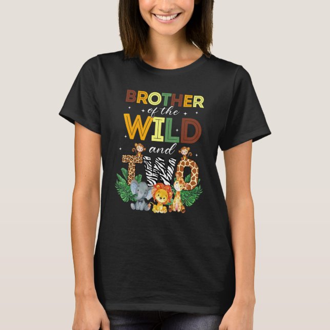 Brother Of The Wild Two Zoo Birthday Safari Jungle T-Shirt (Front)