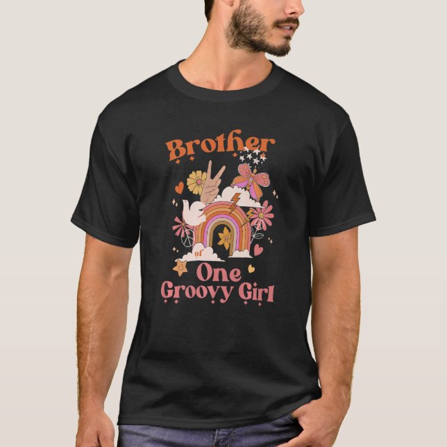 Brother One Groovy Girl Boho Hippie Retro Rainbow  T-Shirt (Front)