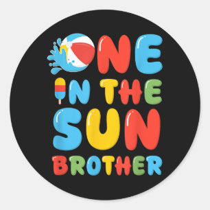 Brother One in The Sun 1st Birthday ol Party Beach Classic Round Sticker