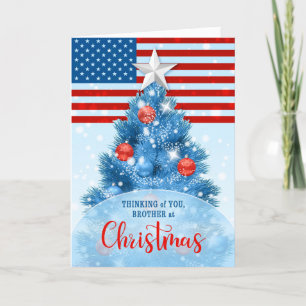 Brother Patriotic Christmas Red White Blue Holiday Card